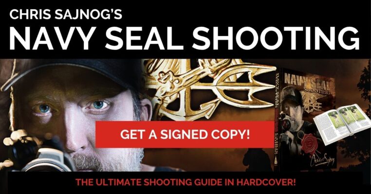 A picture of Chris Sajnog with his book Navy SEAL Shooting, hardcover